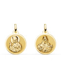 9K ESCAPULARIO ORO AMARILLO ORO AMARILLO BRILLO VIRGEN DEL CARMEN Y CORAZON DE JESUS 16 MM