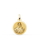 9K ESCAPULARIO ORO AMARILLO ORO AMARILLO BRILLO VIRGEN DEL CARMEN Y CORAZON DE JESUS 16 MM