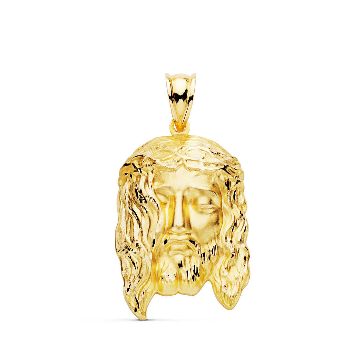 9K COLGANTE ORO AMARILLO CABEZA DE CRISTO  ESTAMPADO. 30X19 MM