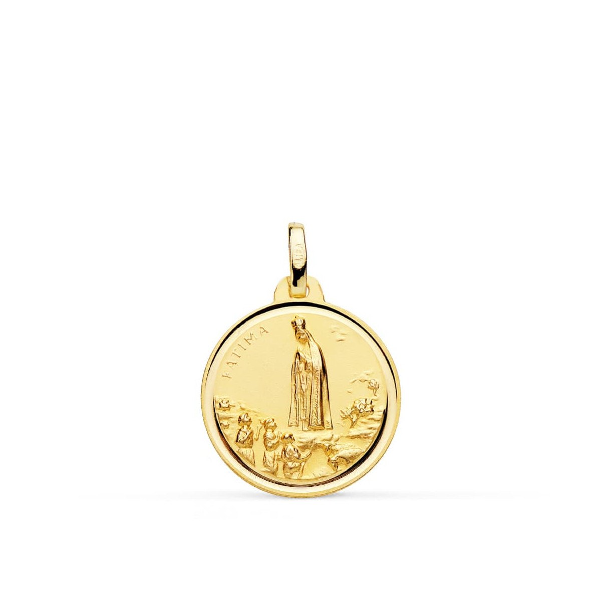 9K MEDALLA ORO AMARILLO VIRGEN DE FATIMA BISEL 18 MM