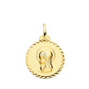 9K MEDALLA ORO AMARILLO VIRGEN NIÑA TALLA CRUZADA 20 MM