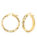 18K AROS ORO AMARILLO MEDIA CAÑA BANDAS BRILLO 24X4 MM