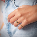 18K SOLITARIO ORO AMARILLO PEQUEÑO BEBE O MEÑIQUE CIRCONITA AGUAMARINA REDONDA 2,5MM