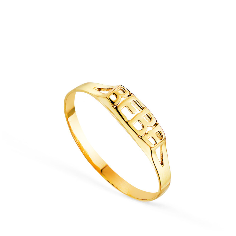 18K SELLO ORO AMARILLO PALABRA BEBE. ANCHO 8X3 MM