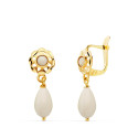 18K PENDIENTES ORO AMARILLO CUBANAS LAGRIMAS BLANCAS. MEDIDA: 17X6 MM CIERRE CATALAN 18K PENDIENTES ORO AMARILLO CUBANAS LAGRIMAS BLANCAS. MEDIDA: 17X6 MM CIERRE CATALAN