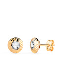 18K PENDIENTES ORO AMARILLO REDONDOS ORLA TALLADA CIRCONITA. MEDIDA: 7MM. CIERRE PRESION
