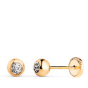 18K PENDIENTES ORO AMARILLO BOLA EN BRILLO CON CIRCONITAS. MEDIDA: 5MM. CIERRE TUERCA