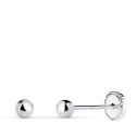 18K PENDIENTES ORO BLANCO BOLA LISA BRILLA HUECA. ANCHO: 3 MM. CIERRE TUERCA