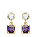 18K PENDIENTES ORO AMARILLO DOS CUERPOS CON CIRCONITA Y AMATISTA CUADRADA 14 X 5MM. CIERRE PRESION 18K PENDIENTES ORO AMARILLO DOS CUERPOS CON CIRCONITA Y AMATISTA CUADRADA 14 X 5MM. CIERRE PRESION