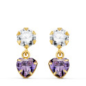 18K PENDIENTES ORO AMARILLO DOS CUERPOS CON CIRCONITA Y AMATISTA CORAZON 14 X 5MM. CIERRE PRESION 18K PENDIENTES ORO AMARILLO DOS CUERPOS CON CIRCONITA Y AMATISTA CORAZON 14 X 5MM. CIERRE PRESION