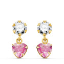 18K PENDIENTES ORO AMARILLO DOS CUERPOS CON CIRCONITA Y PIEDRA ROSA CORAZON 14 X 5MM. PRESION 18K PENDIENTES ORO AMARILLO DOS CUERPOS CON CIRCONITA Y PIEDRA ROSA CORAZON 14 X 5MM. PRESION