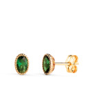 18K PENDIENTES ORO AMARILLO OVAL PIEDRA VERDE BORDES BOLITAS. MEDIDA: 6 X 4MM. CIERRE PRESION 18K PENDIENTES ORO AMARILLO OVAL PIEDRA VERDE BORDES BOLITAS. MEDIDA: 6 X 4MM. CIERRE PRESION