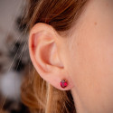 18K PENDIENTES ORO AMARILLO OVAL PIEDRA ROJA 7 X 5 MM. CIERRE PRESION 18K PENDIENTES ORO AMARILLO OVAL PIEDRA ROJA 7 X 5 MM. CIERRE PRESION