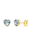 18K PENDIENTES ORO AMARILLO CORAZON CON CIRCONITA AGUAMARINA. MEDIDA: 5X5 MM. CIERRE PRESION 18K PENDIENTES ORO AMARILLO CORAZON CON CIRCONITA AGUAMARINA. MEDIDA: 5X5 MM. CIERRE PRESION