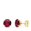 18K PENDIENTES ORO AMARILLO REDONDOS PIEDRA ROJA 6 MM. CIERRE PRESION 18K PENDIENTES ORO AMARILLO REDONDOS PIEDRA ROJA 6 MM. CIERRE PRESION