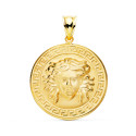 18K MEDALLA ORO AMARILLO MEDUSA CON BORDE DE GRECA MATIZADA 25 MM 18K MEDALLA ORO AMARILLO MEDUSA CON BORDE DE GRECA MATIZADA 25 MM