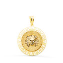 18K MEDALLA ORO AMARILLO MEDUSA CON BORDE CALADA Y GRECA MATIZADA 20 MM 18K MEDALLA ORO AMARILLO MEDUSA CON BORDE CALADA Y GRECA MATIZADA 20 MM
