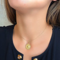 18K MEDALLA ORO AMARILLO MEDUSA CON BORDE CALADA Y GRECA MATIZADA 27 MM 18K MEDALLA ORO AMARILLO MEDUSA CON BORDE CALADA Y GRECA MATIZADA 27 MM