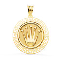 18K MEDALLA ORO AMARILLO CORONA CON BORDE DE GRECA CALADA. 27 MM 18K MEDALLA ORO AMARILLO CORONA CON BORDE DE GRECA CALADA. 27 MM