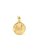 18K MEDALLA ORO AMARILLO VIRGEN MARIA FRANCESA TALLADA Y MATIZADA. MEDIDA: 14 MM 18K MEDALLA ORO AMARILLO VIRGEN MARIA FRANCESA TALLADA Y MATIZADA. MEDIDA: 14 MM