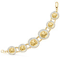 18K PULSERA ORO BICOLOR CON MEDUSAS DE 25 Y 20 MM EN BRILLO LARGO 20.5 CM 18K PULSERA ORO BICOLOR CON MEDUSAS DE 25 Y 20 MM EN BRILLO LARGO 20.5 CM