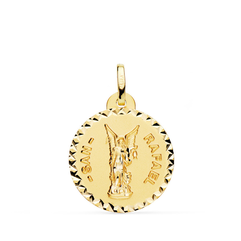 18K MEDALLA ORO AMARILLO SAN RAFAEL TALLADA 20 MM