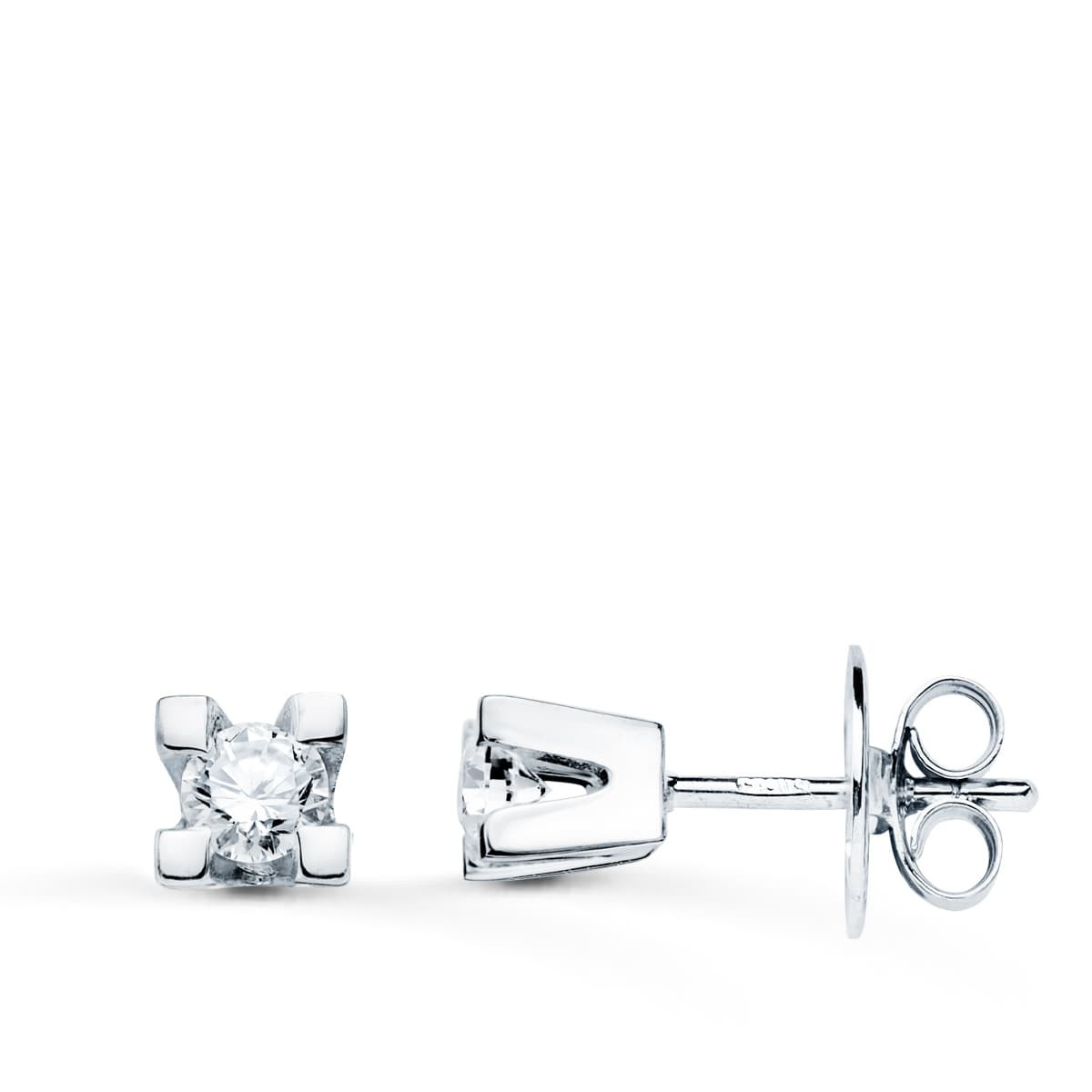 18K PENDIENTES ORO BLANCO DIAMANTES LABORATORIO 2,75MM 0,20 QTS VS2-G. MEDIDA: 4X4 MM. CIERRE PRESION