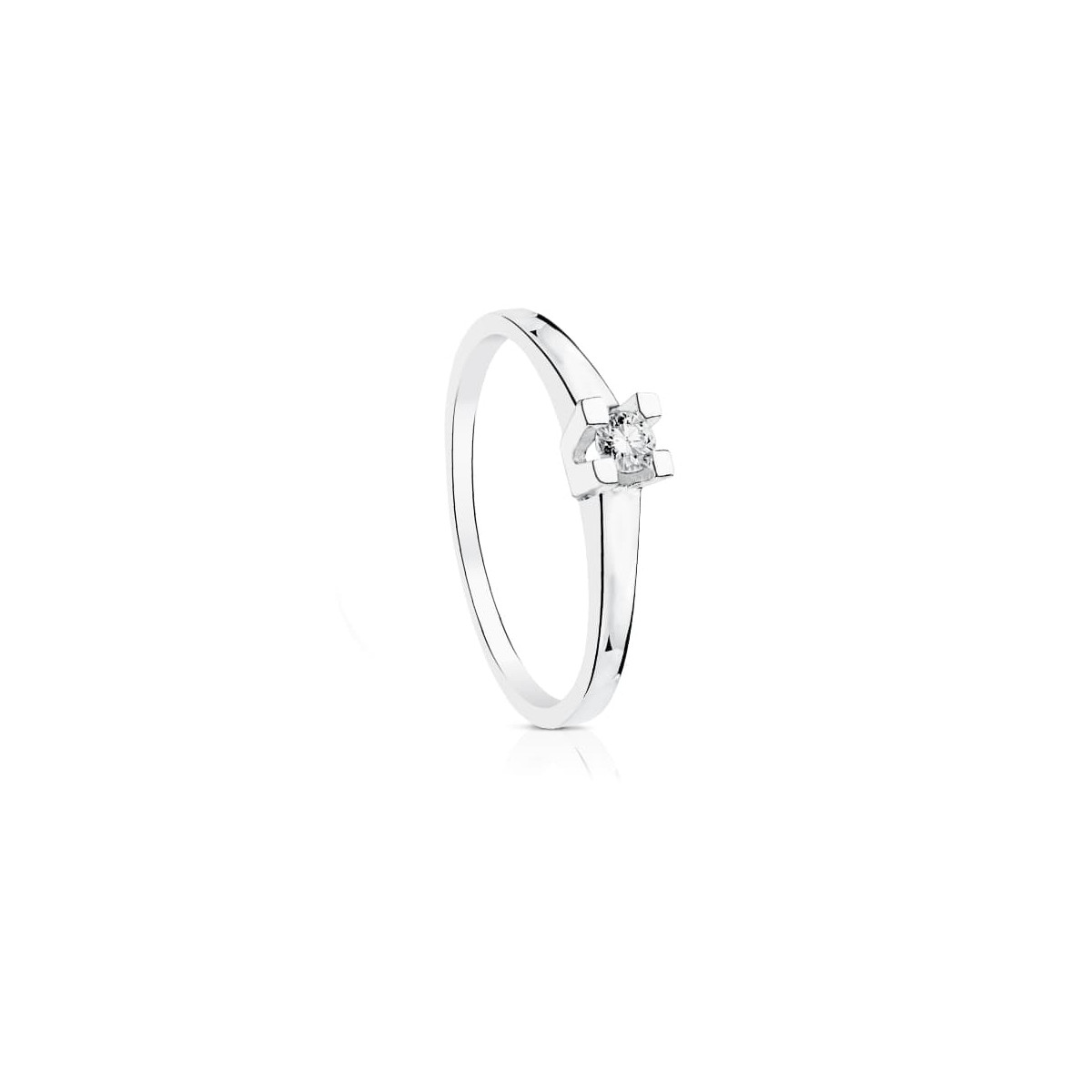 18K SOLITARIO ORO BLANCO DIAMANTE NATURAL TALLA BRILLANTE 0.150 QTS. SI-H