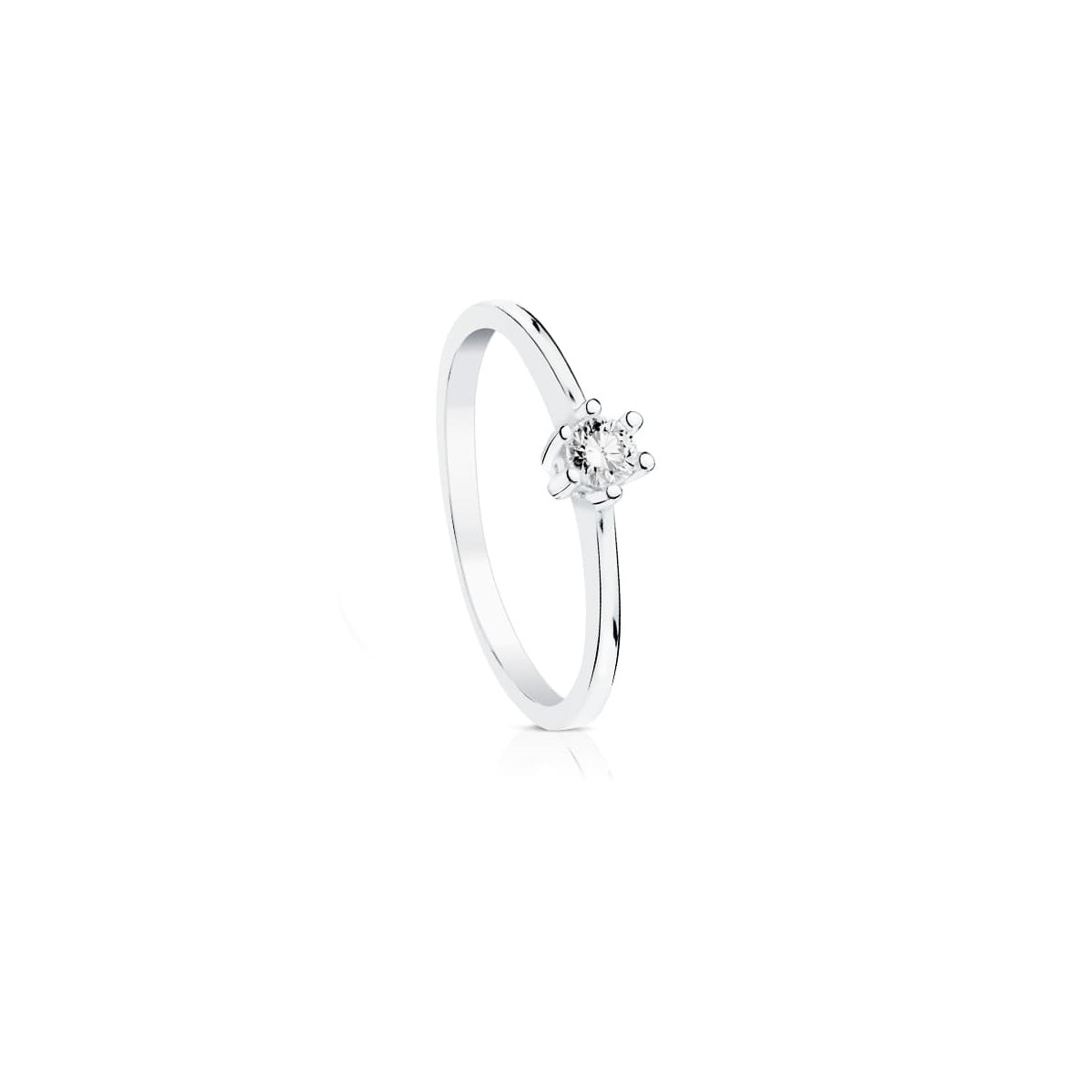 18K SOLITARIO DIAMANTE NATURAL TALLA BRILLANTE ORO BLANCO 0.100 QTS. SI-H