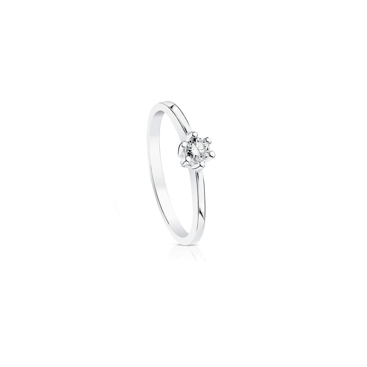 18K SOLITARIO DIAMANTE NATURAL TALLA BRILLANTE ORO BLANCO 0.150 QTS. SI-H