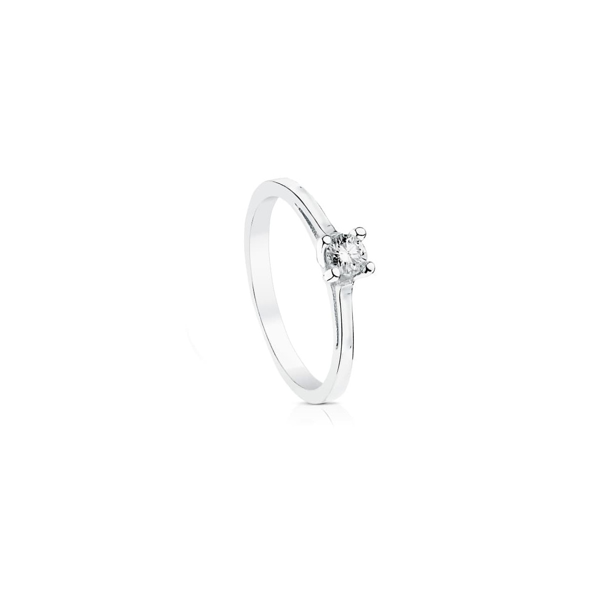 18K SOLITARIO ORO BLANCO DIAMANTE NATURAL TALLA BRILLANTE 0.200 QTS. SI-H