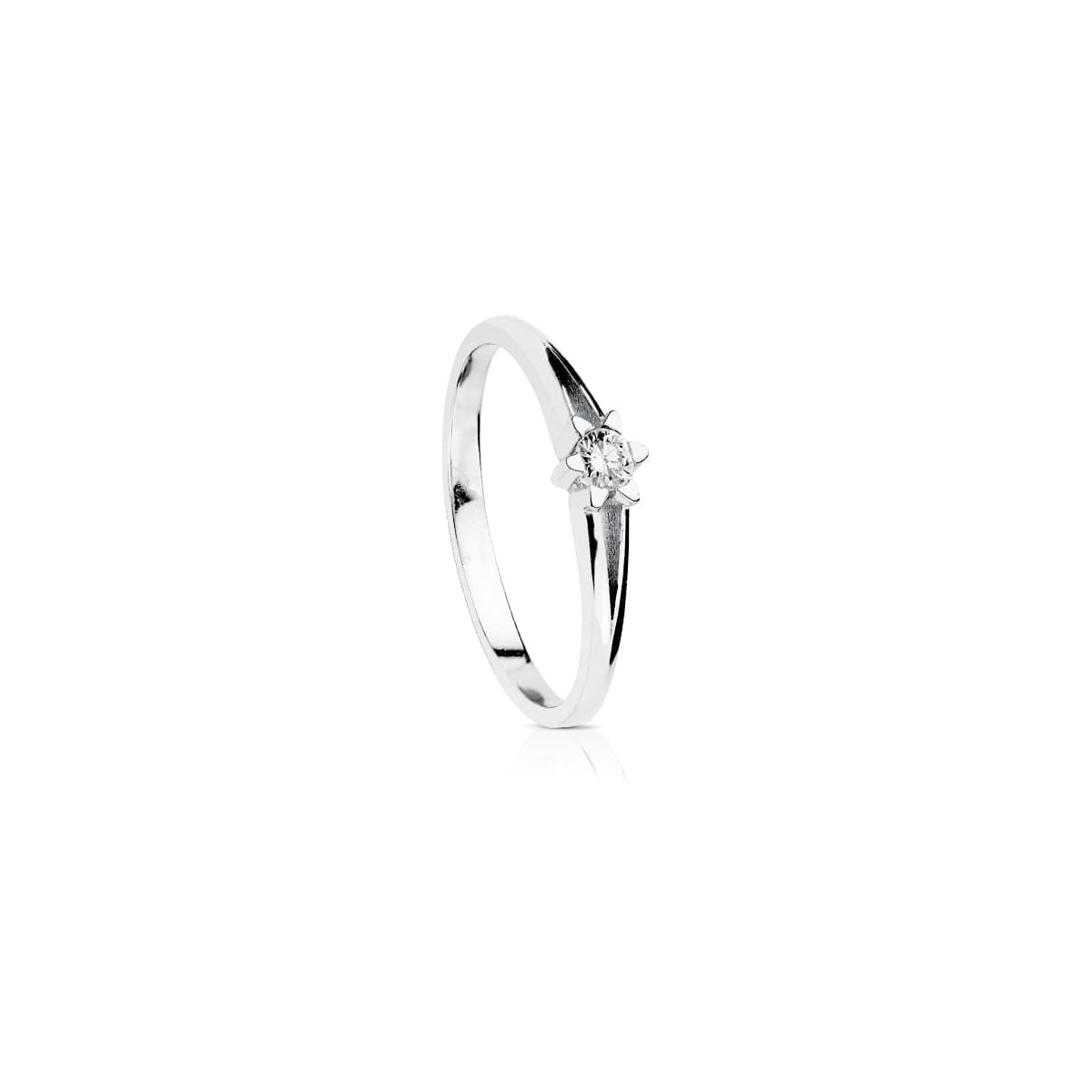 18K SOLITARIO DIAMANTE NATURAL  TALLA BRILLANTE ORO BLANCO 0.100 QTS. SI-H