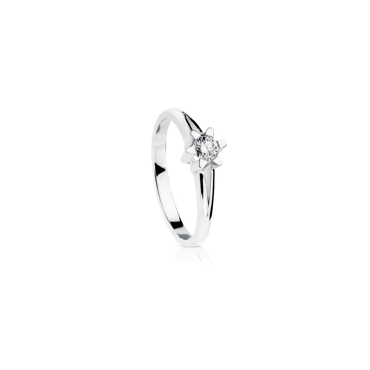 18K SOLITARIO DIAMANTE NATURAL TALLA BRILLANTE ORO BLANCO 0.200 QTS. SI-H