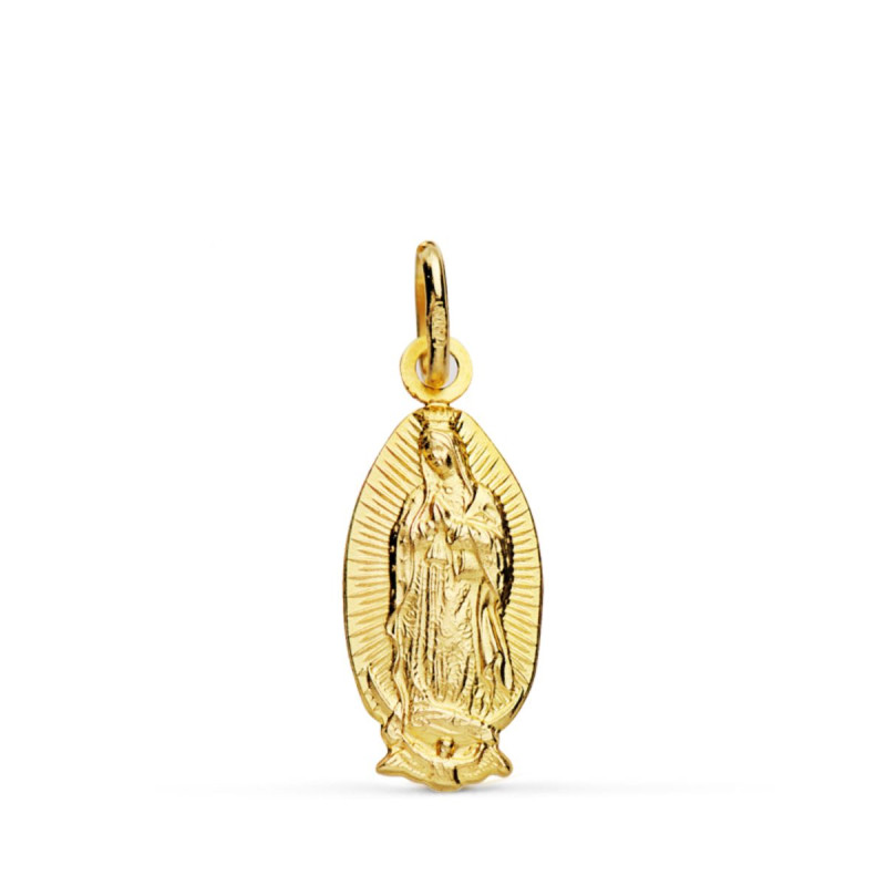 18K COLGANTE ORO AMARILLO VIRGEN DE GUADALUPE SILUETA OVAL 16 MM