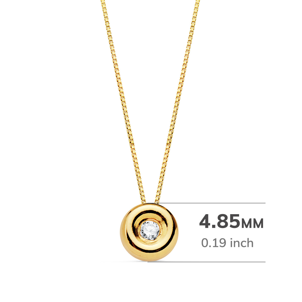 18K GARGANTILLA ORO AMARILLO CHATON 4,85 MM DIAMANTE LABORATORIO 1,50MM 0,015 QTS. G-VS2 CADENA 42CM