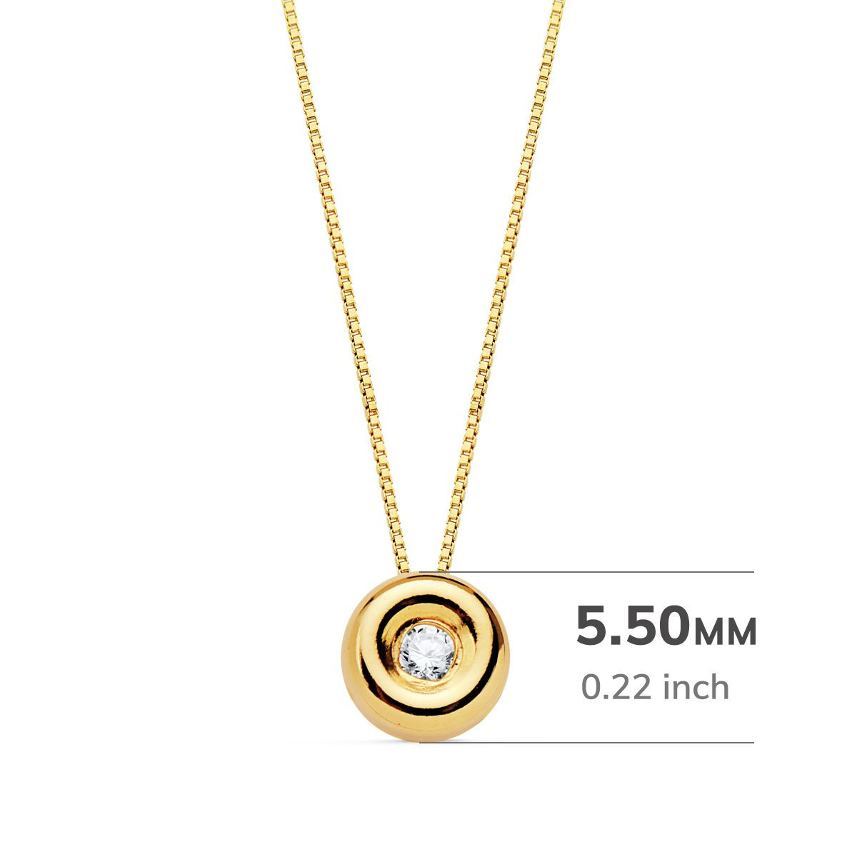 18K GARGANTILLA ORO AMARILLO CHATON 5,5 MM DIAMANTE LABORATORIO 1,70MM 0,020 QTS. G-VS2. CADENA 42CM