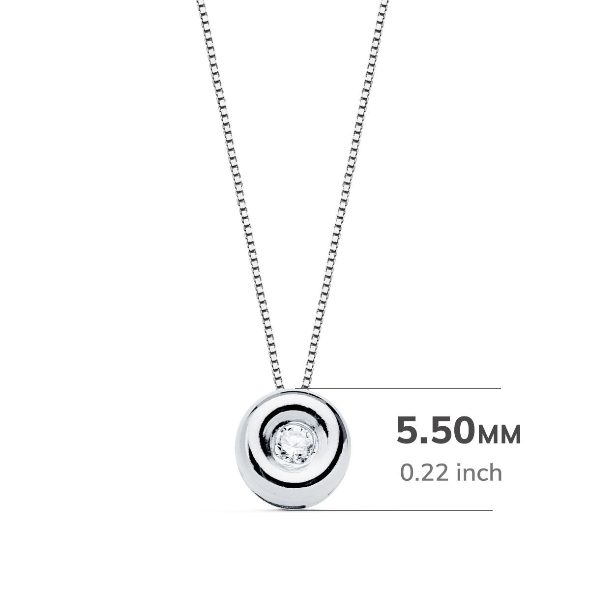 18K GARGANTILLA ORO BLANCO CHATON 5,5 MM DIAMANTE LABORATORIO 1,70MM 0,020 QTS. G-VS2. CADENA 42CM