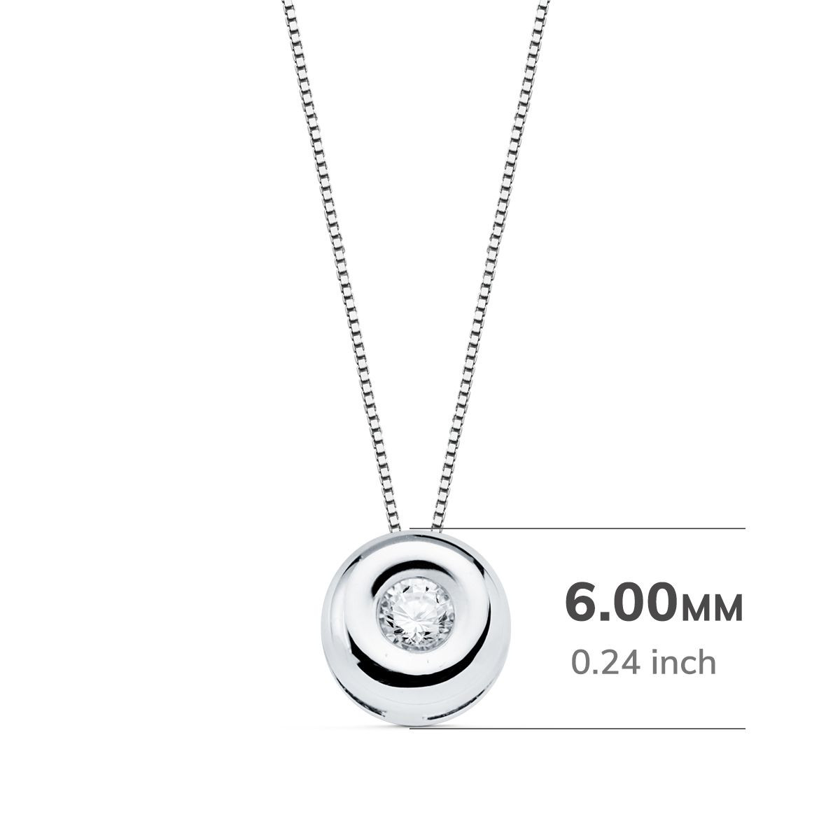 18K GARGANTILLA ORO BLANCO CHATON 6 MM DIAMANTE LABORATORIO 2,20MM 0,050 QTS. G-VS2. CADENA 42CM