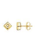 18K PENDIENTES CHATON ORO AMARILLO CUADRADO DIAMANTES LABORATORIO 0,030 QTS.G-VS2 CIERRE PRESION 5MM