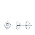18K PENDIENTES CHATON ORO BLANCO CUADRADO DIAMANTES LABORATORIO  0,030 QTS. G-VS2 CIERRE PRESION 5 MM