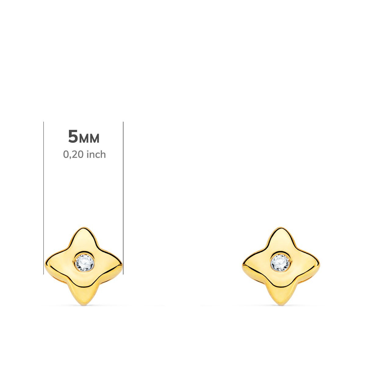 18K PENDIENTES ORO AMARILLO ESTRELLA DIAMANTES LABORATORIO 0,030 QT VS2-G. MEDIDA: 5X5 MM. CIERRE PRESION