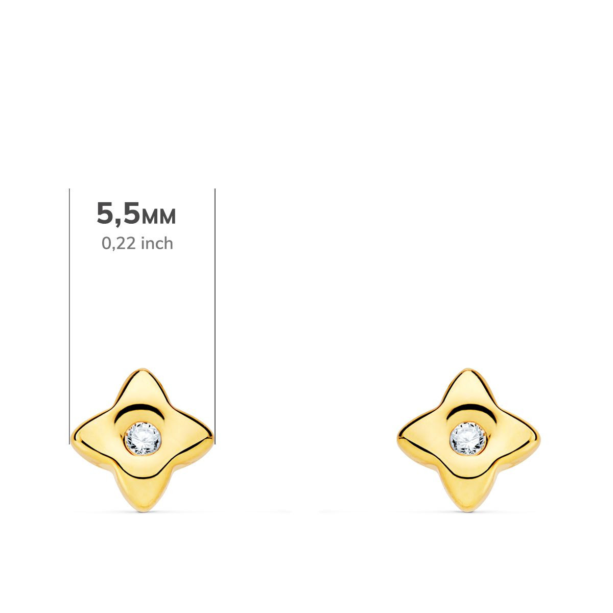 18K PENDIENTES ORO AMARILLO ESTRELLA DIAMANTES LABORATORIO 0,040 QT VS2-G. MEDIDA: 5,5X5,5 MM. CIERRE PRESION