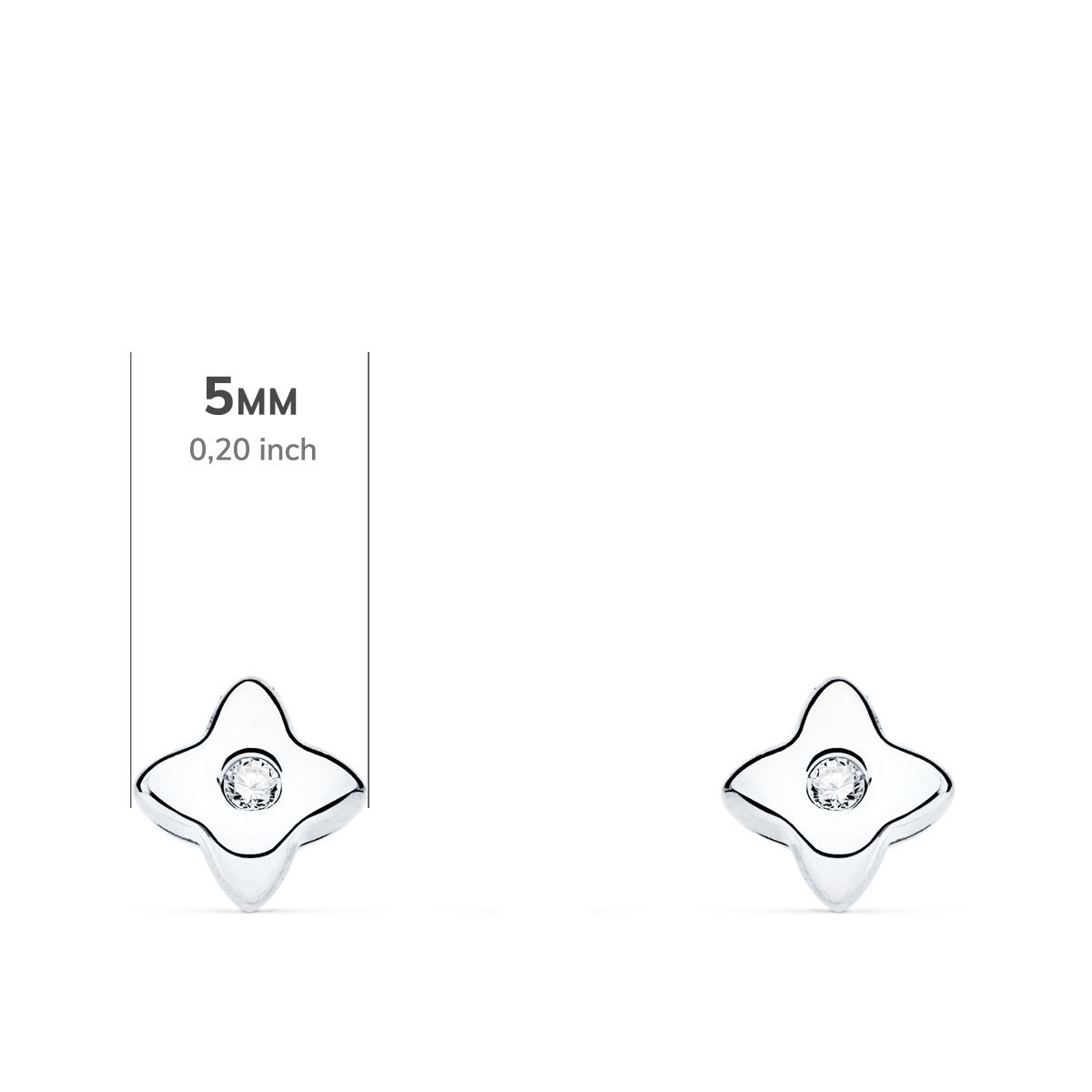 18K PENDIENTES ORO BLANCO ESTRELLA DIAMANTES LABORATORIO 0,030 QT VS2-G. MEDIDA: 5X5 MM. CIERRE PRESION