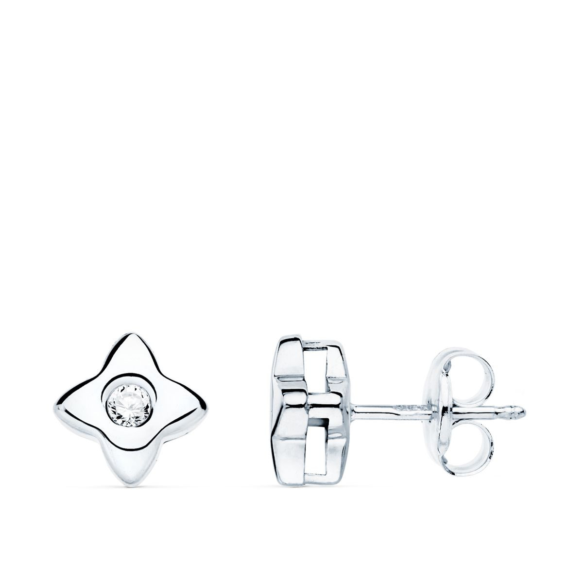 18K PENDIENTES ORO BLANCO ESTRELLA DIAMANTES LABORATORIO 0,100 QT VS2-G. MEDIDA: 6X6 MM. CIERRE PRESION