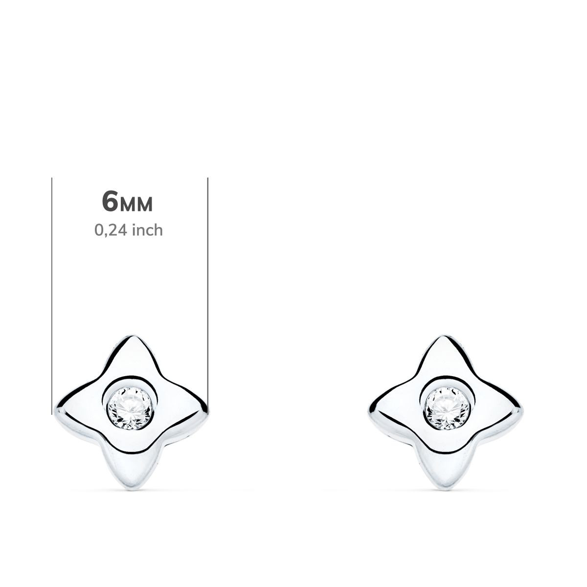 18K PENDIENTES ORO BLANCO ESTRELLA DIAMANTES LABORATORIO 0,100 QT VS2-G. MEDIDA: 6X6 MM. CIERRE PRESION