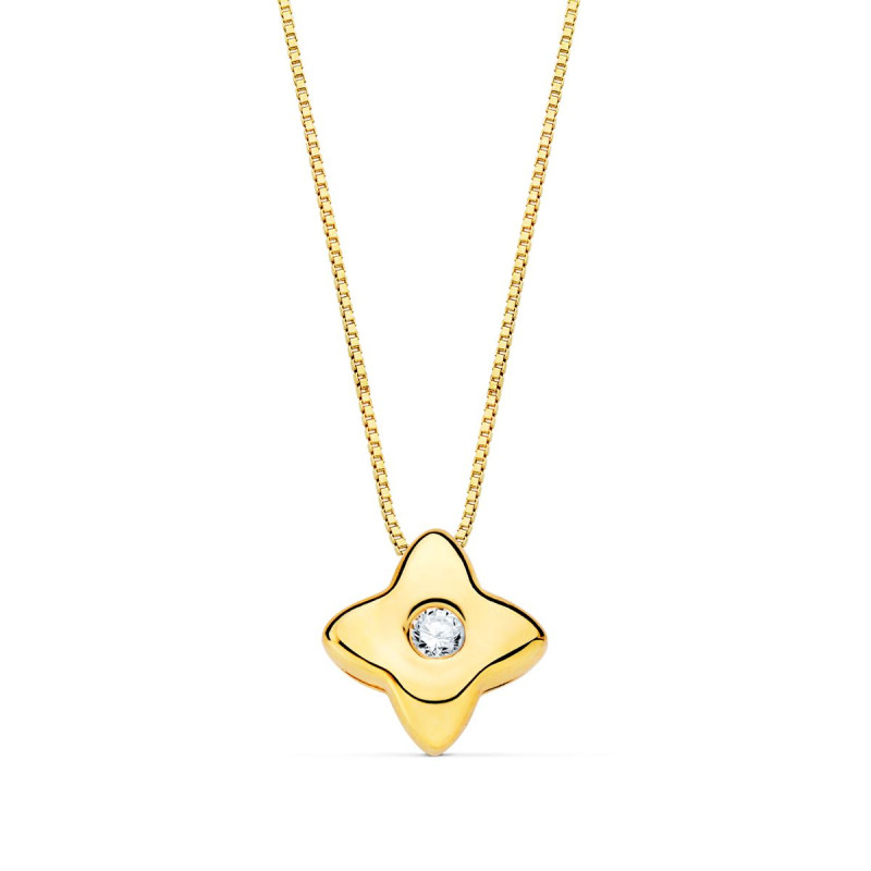 18K GARGANTILLA ORO AMARILLO ESTRELLA 5X5MM DIAMANTE LABORATORIO 0,015 QT. G-VS2. CADENA 42CM