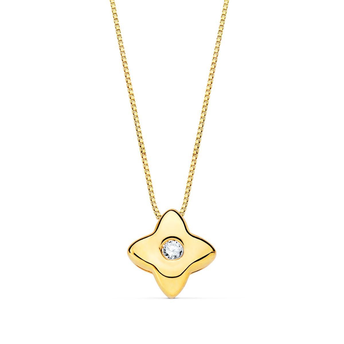 18K GARGANTILLA ORO AMARILLO ESTRELLA 5X5MM DIAMANTE LABORATORIO 0,015 QT. G-VS2. CADENA 42CM
