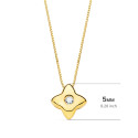 18K GARGANTILLA ORO AMARILLO ESTRELLA 5X5MM DIAMANTE LABORATORIO 0,015 QT. G-VS2. CADENA 42CM