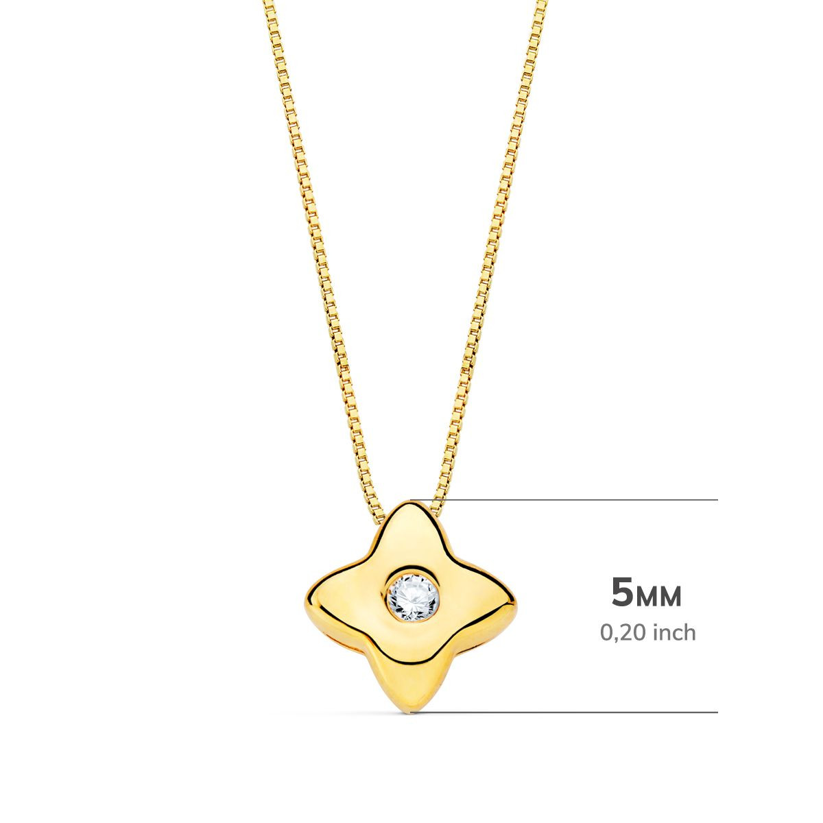 18K GARGANTILLA ORO AMARILLO ESTRELLA 5X5MM DIAMANTE LABORATORIO 0,015 QT. G-VS2. CADENA 42CM