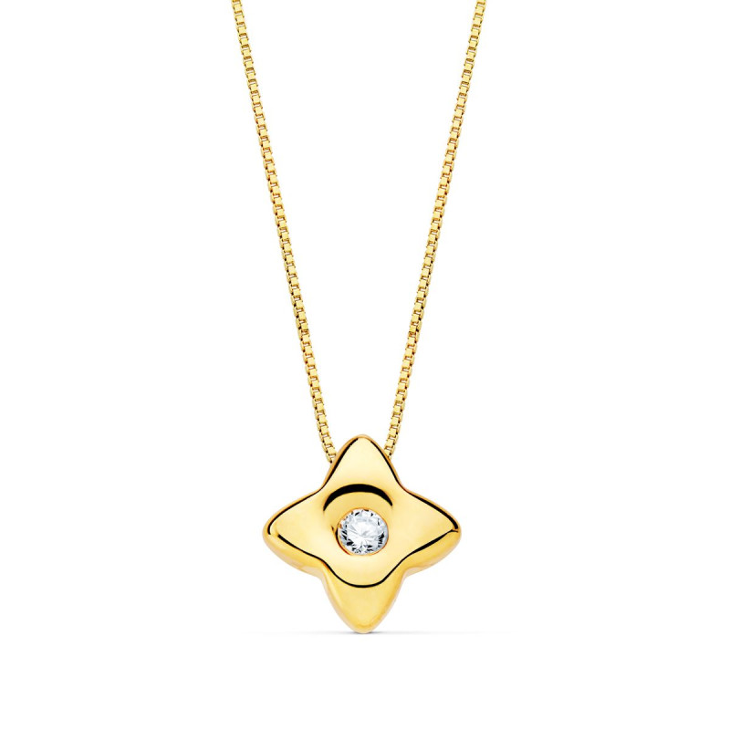 18K GARGANTILLA ORO AMARILLO ESTRELLA 5,5MM DIAMANTE LABORATORIO 0,020 QT. G-VS2. CADENA 42CM